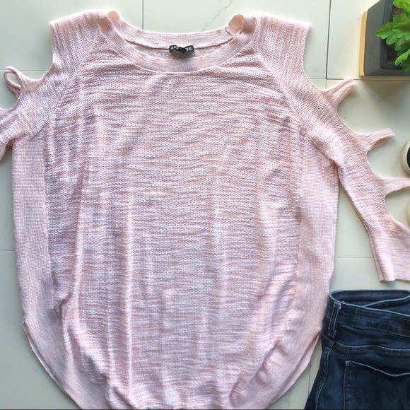 Express Sweaters - Express Pink Knit Cut Out Arm Sweater